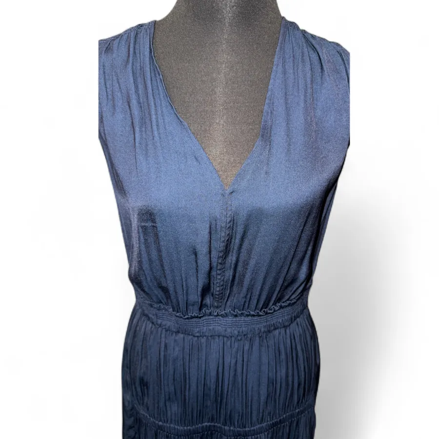 Witchery navy blue fit and flare pleated dress 8 - Photo 3 of 6