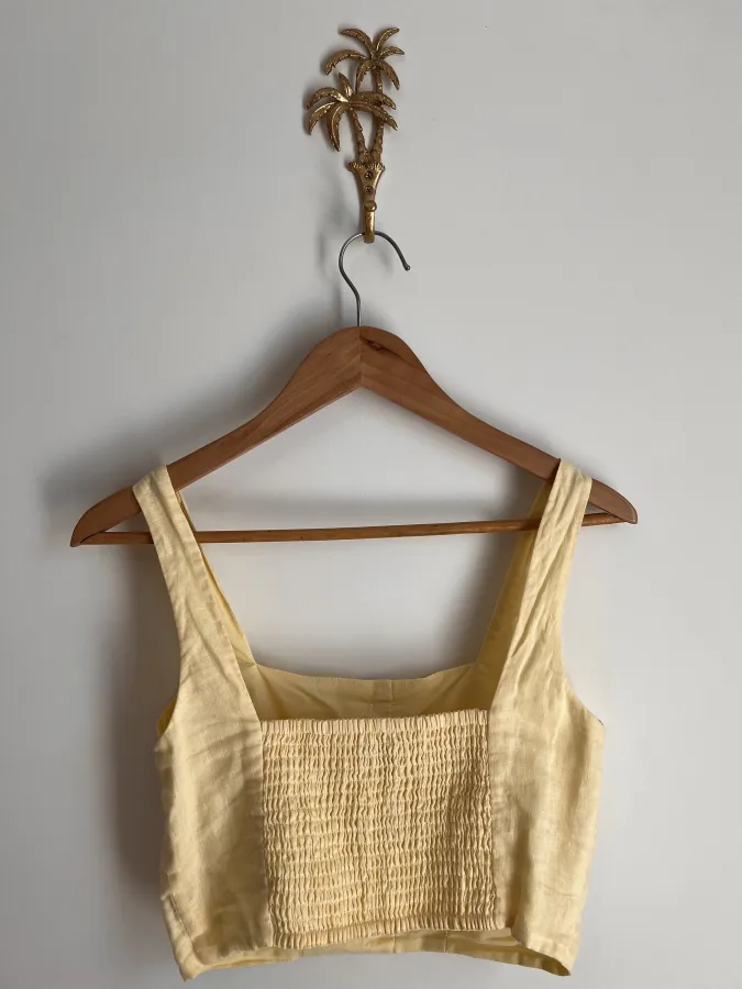 Reiss linen yellow cropped top - Photo 1 of 7