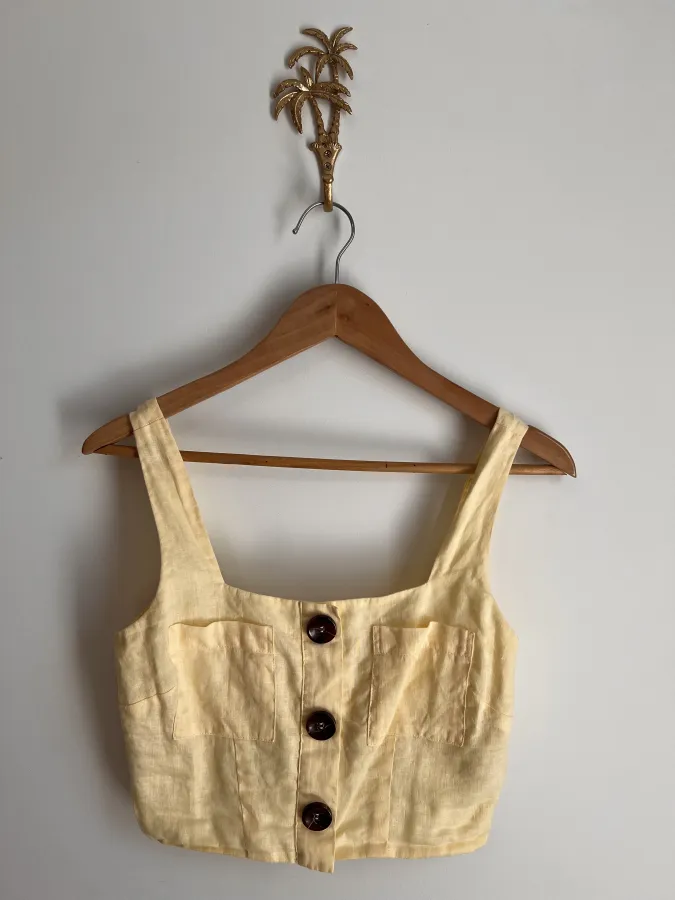 Reiss linen yellow cropped top - Photo 7 of 7