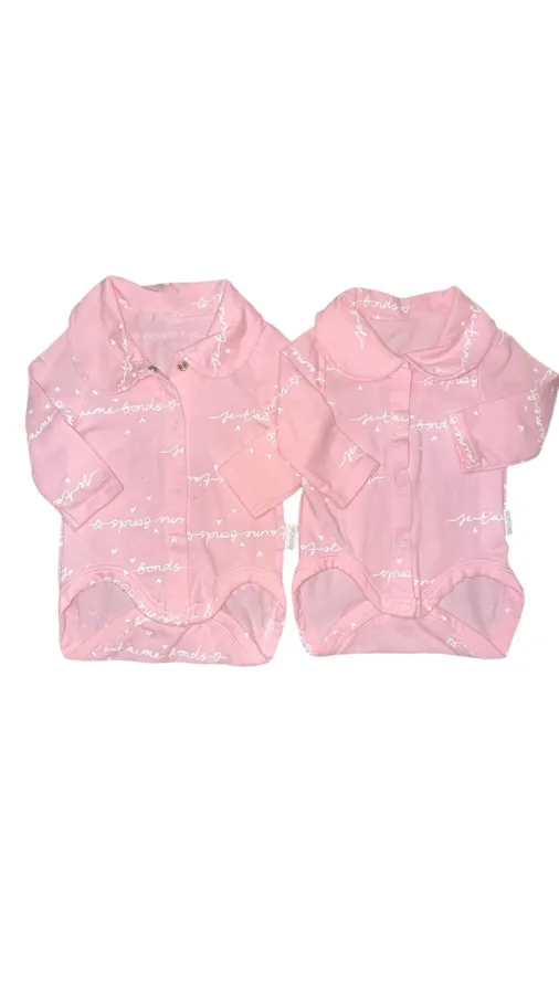 Bonds Newbirn Girls 2 collared pink onesies - Photo 2 of 6