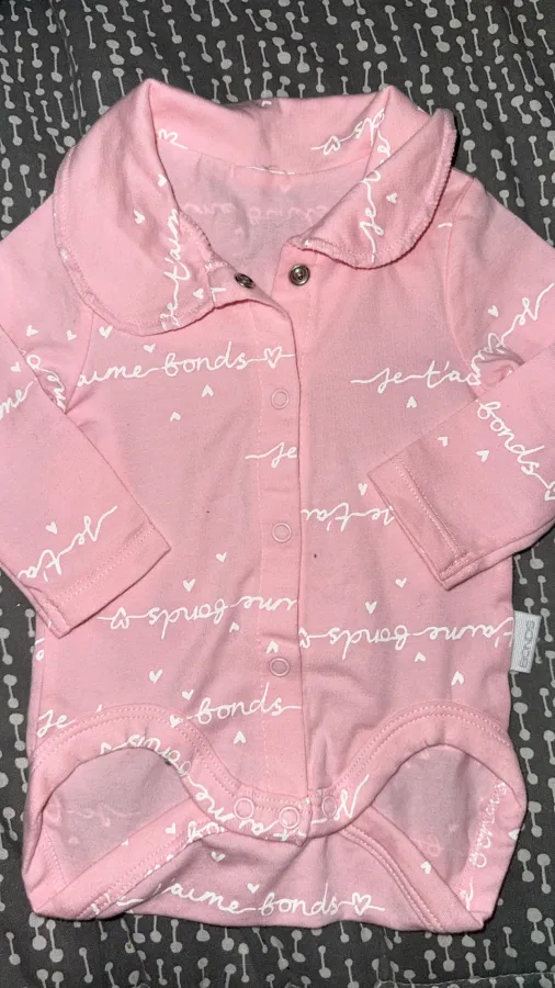 Bonds Newbirn Girls 2 collared pink onesies - Photo 3 of 6