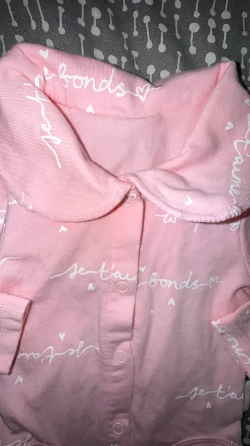 Bonds Newbirn Girls 2 collared pink onesies - Photo 4 of 6
