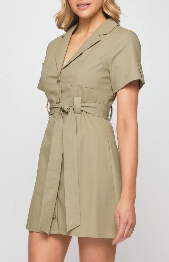 Safari Style Collared Mini Dress - Photo 4 of 5