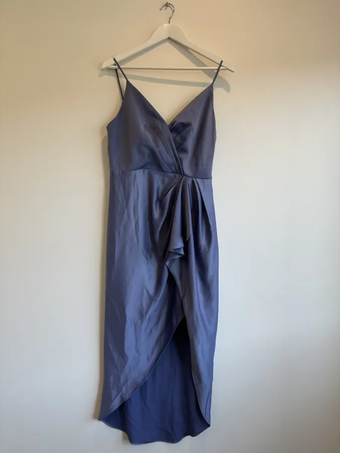 Dusty Blue Waterfall Midi Dress - Photo 1 of 6