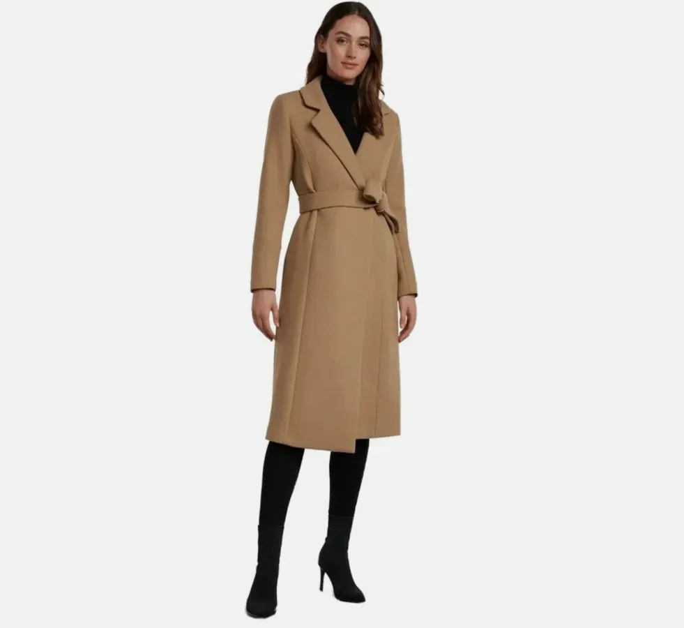 Forever New Wrap Coat Luxury Wool Blend in Brown Size 10 - Photo 1 of 3