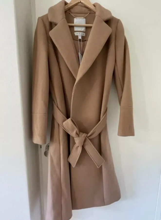 Forever New Wrap Coat Luxury Wool Blend in Brown Size 10 - Photo 2 of 3