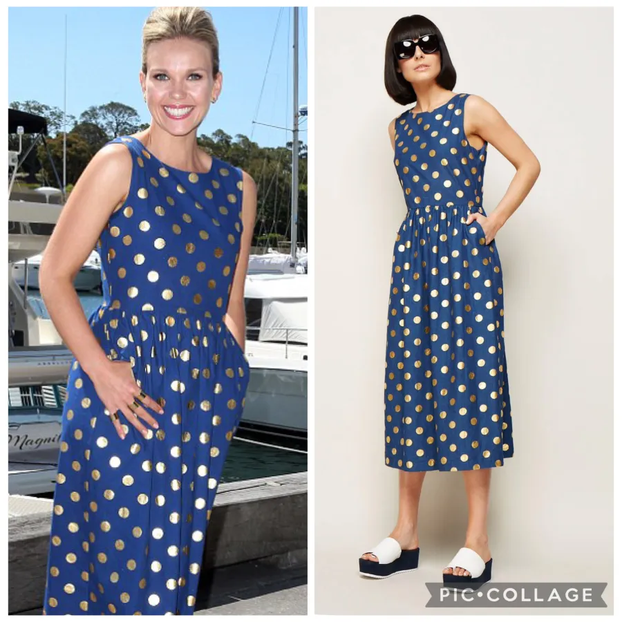 Gorman metallic gold navy polka dot dress 2014 - Photo 1 of 7