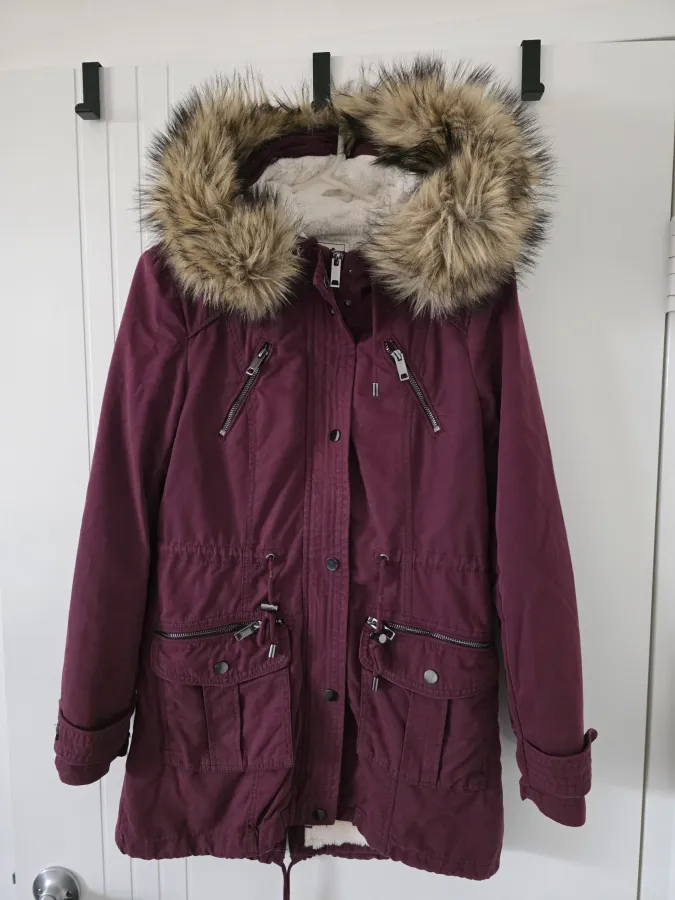 Burgundy Faux Fur-Trim Parka - Photo 1 of 4