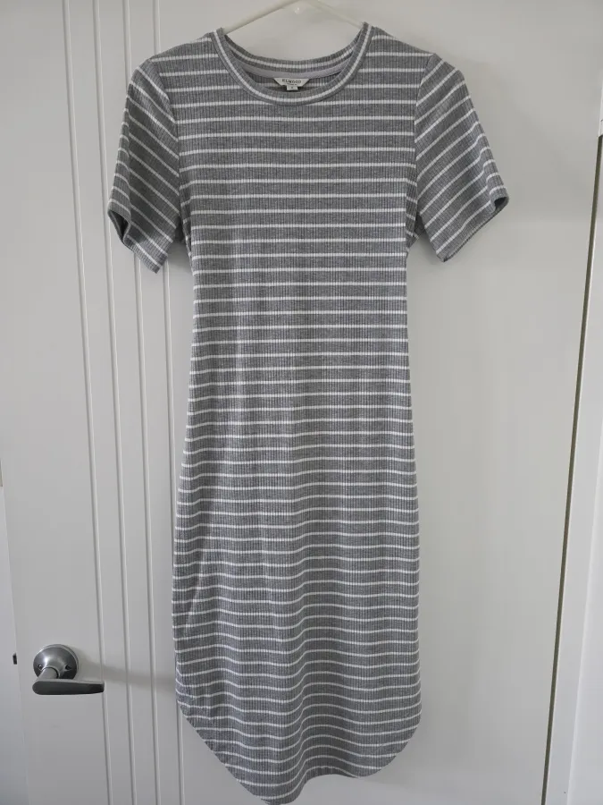 Ribbed Stripe T-Shirt Dress - Photo 1 of 3