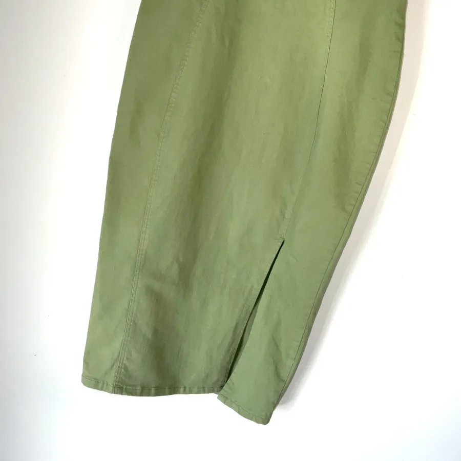 Saints & Secrets Woman's Size 12 Khaki Green Denim Bodycon Cotton Blend Dress - Photo 2 of 8