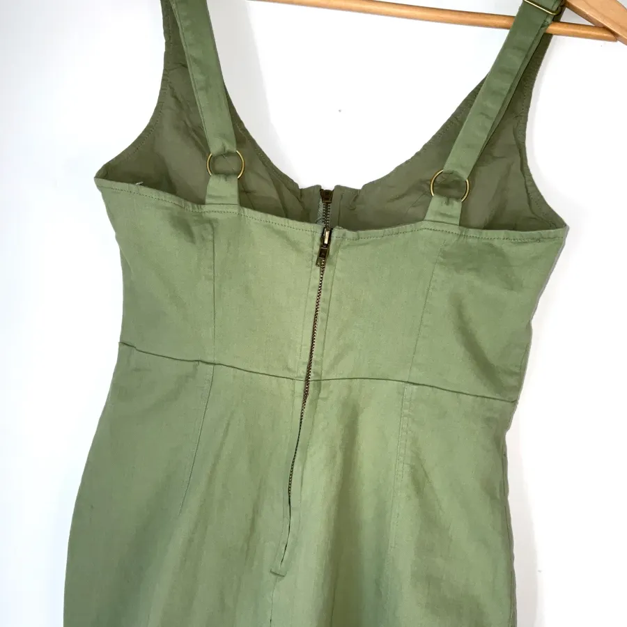 Saints & Secrets Woman's Size 12 Khaki Green Denim Bodycon Cotton Blend Dress - Photo 5 of 8