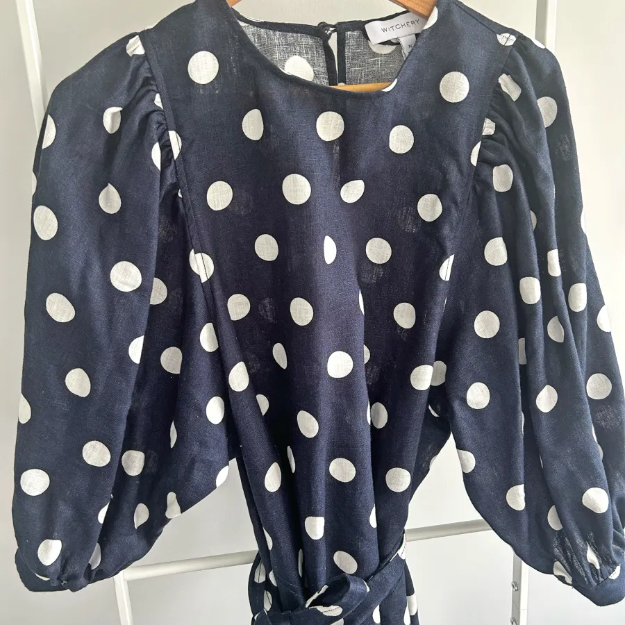 Linen Spot Print Dress with puffy sleeve - Photo 4 of 4