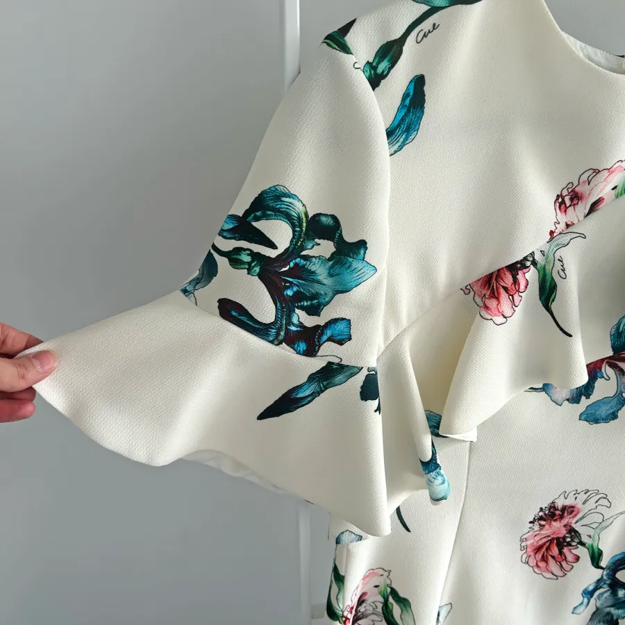 White Floral Asymmetrical Dress - Photo 2 of 3