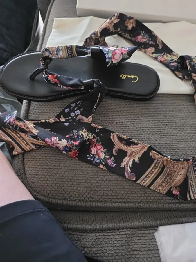 Camilla fabric tie black sandals - Photo 3 of 5