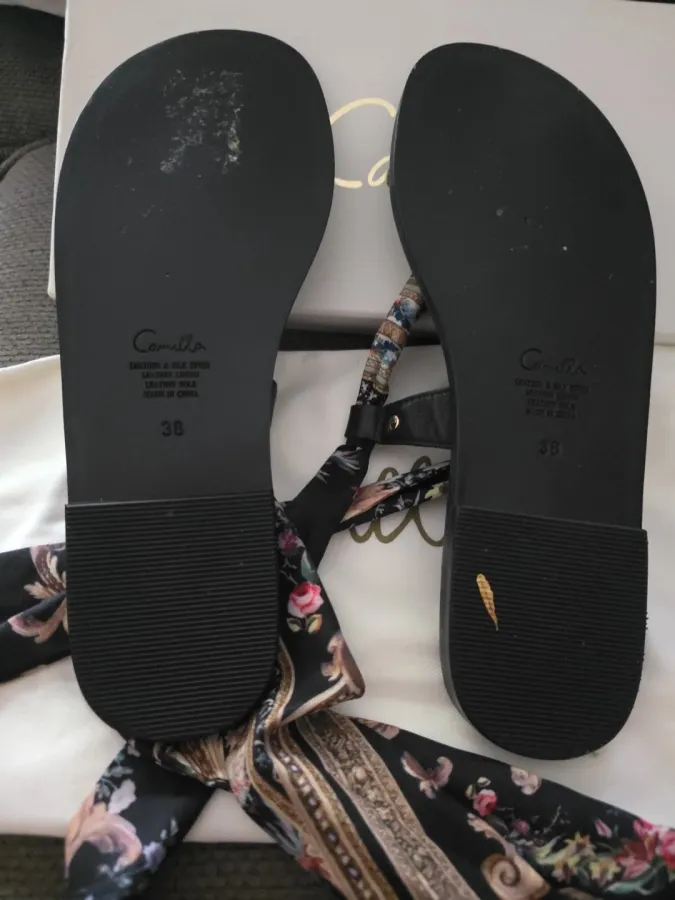 Camilla fabric tie black sandals - Photo 4 of 5