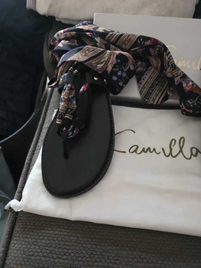 Camilla fabric tie black sandals - Photo 5 of 5