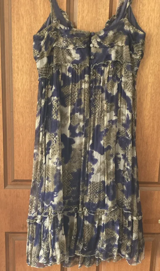 Tokito Silk Tie Dye Print Sequin Neck Strappy Purple Dress - Photo 3 of 8