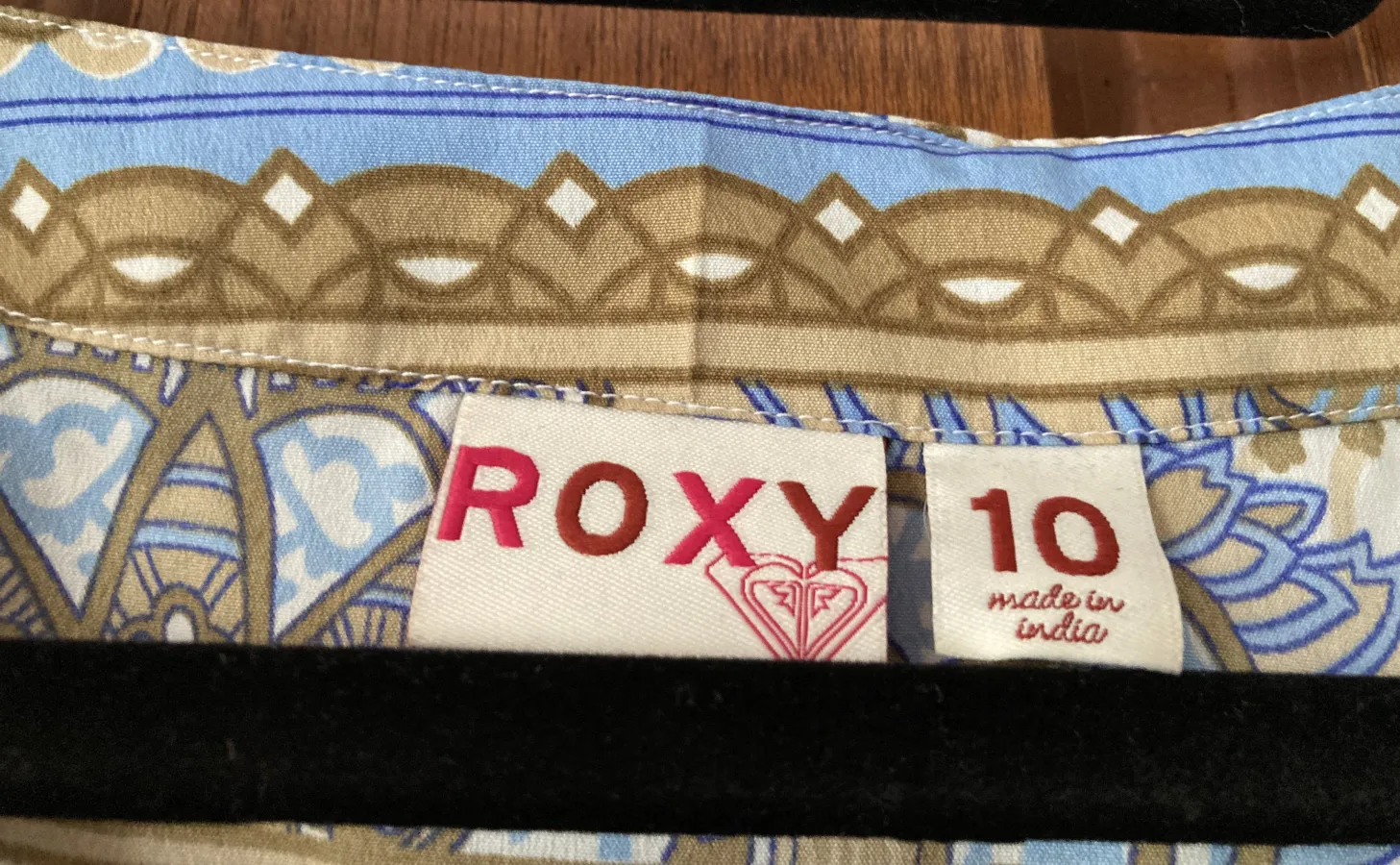 Cute Roxy Short Dress Blue Abstract Print Tie Waist Size 10 - Photo 5 of 5