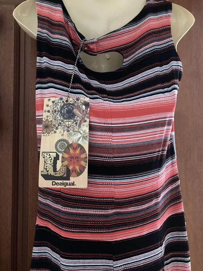 Desigual Viscose Striped Shift Dress Made in Spain Size M/12 NWT - Photo 4 of 9