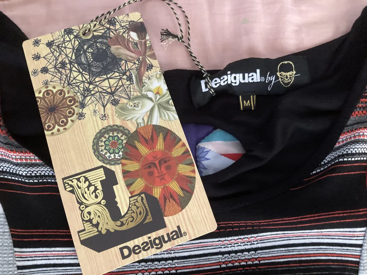 Desigual Viscose Striped Shift Dress Made in Spain Size M/12 NWT - Photo 5 of 9