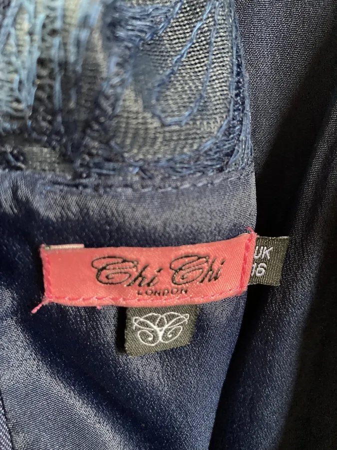 Chi Chi London navy blue lace fit and flare party dress. Size 16 - Photo 6 of 6