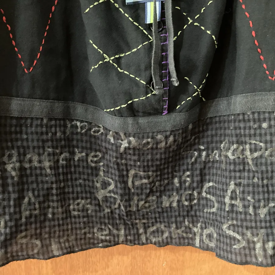 Threadz Australia Black Embellished Embroidered Cotton Tunic Top Tie Waist Size M - Photo 2 of 5