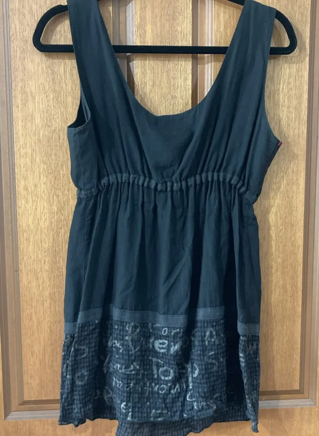 Threadz Australia Black Embellished Embroidered Cotton Tunic Top Tie Waist Size M - Photo 3 of 5