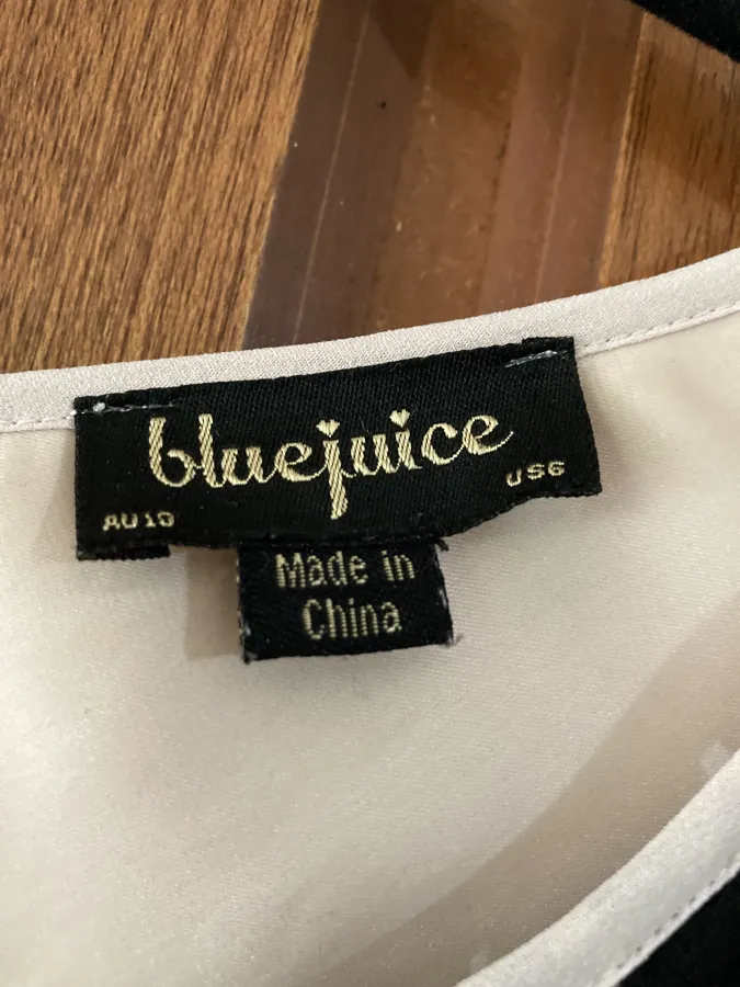 Bluejuice pale pink top with black bow neck detail. Size 10 - Photo 4 of 5