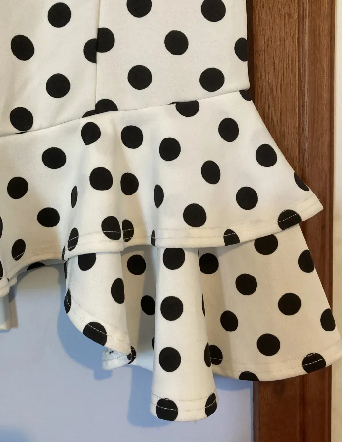 Pretty Little Thing Polka Dot Bodycon Strapless Dress Frill Hem Size 8 NWT - Photo 2 of 5