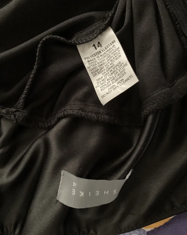 Classy Sheike black pleated halter neck cocktail dress size 14. Australian made. - Photo 4 of 6