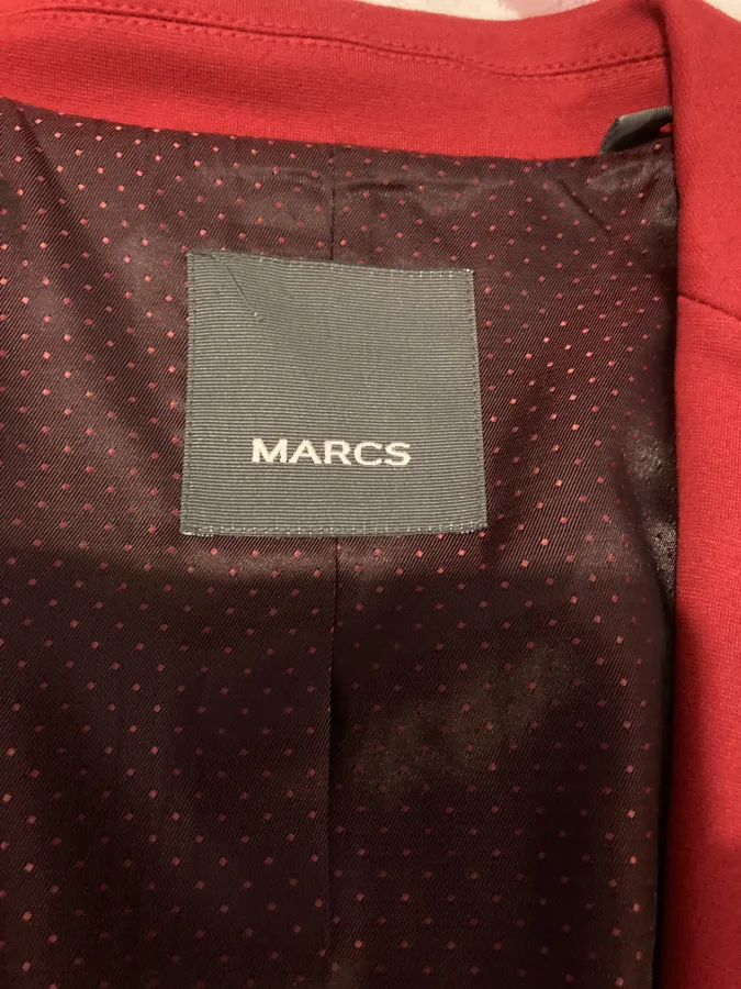 MARC'S red double-breasted rayon crop jacket with front flaps and 3/4 length sleeves. Size 12. - Photo 4 of 5