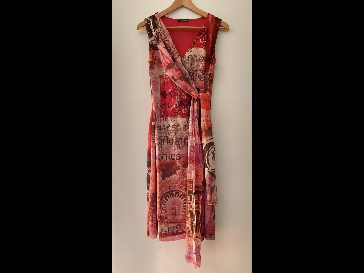 Contemporary red mesh dress - “Vertice” made in New Zealand - Photo 1 of 5