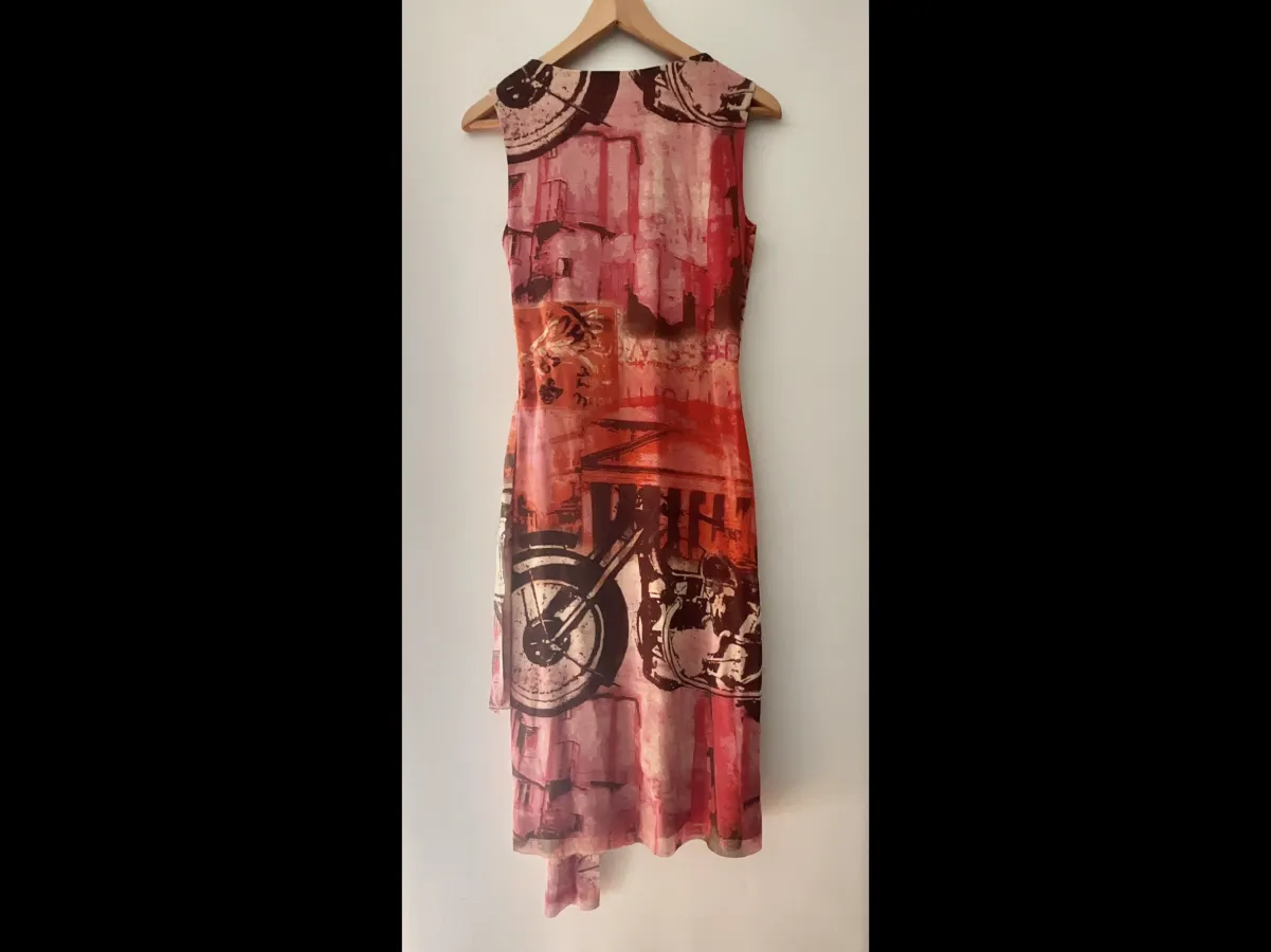 Contemporary red mesh dress - “Vertice” made in New Zealand - Photo 2 of 5