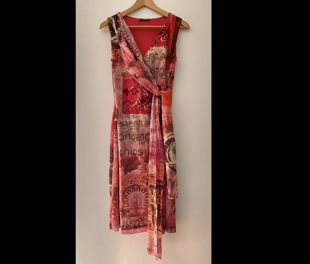 Contemporary red mesh dress - “Vertice” made in New Zealand - Photo 4 of 5