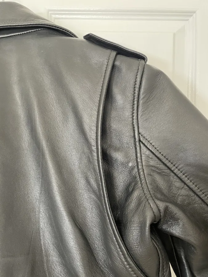 Sandro Paris: Cropped Leather Biker Jacket with Silver Hardware - Photo 2 of 14