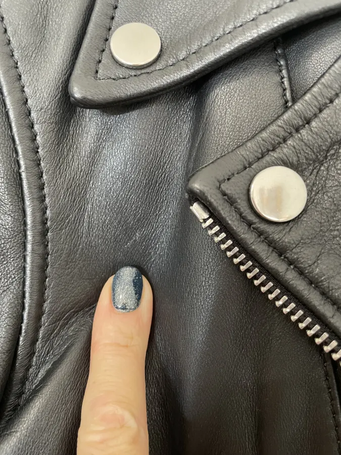 Sandro Paris: Cropped Leather Biker Jacket with Silver Hardware - Photo 4 of 14