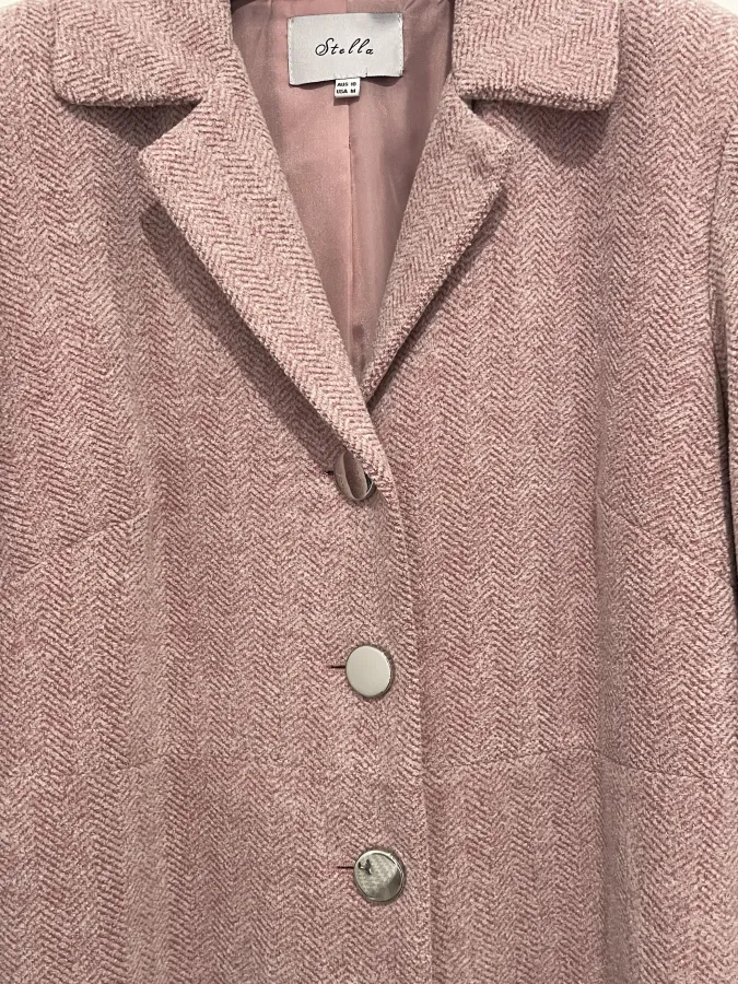 Stella: Pink Single Breasted Knee Length Coat - Photo 3 of 7