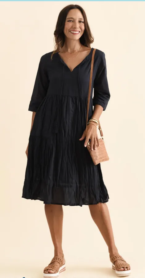 Navy Cotton Dress - Photo 1 of 4