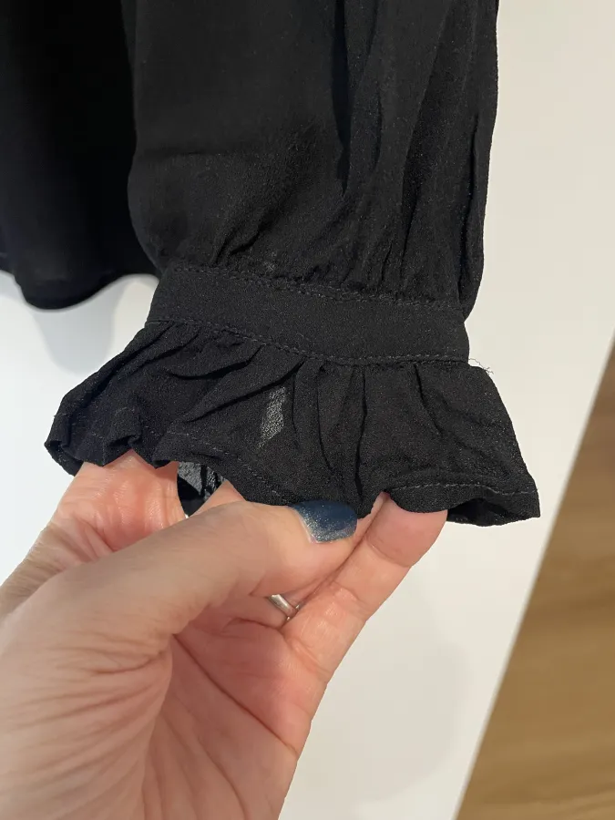 Aere: Sheer Button Front Black Blouse - Photo 5 of 7