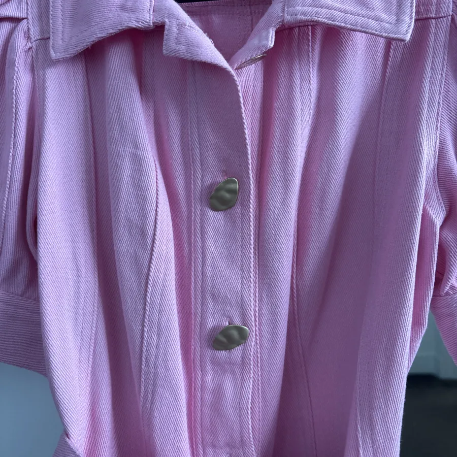 Pink denim button front dress - Photo 4 of 6