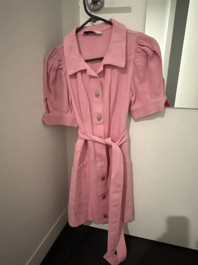 Pink denim button front dress - Photo 5 of 6