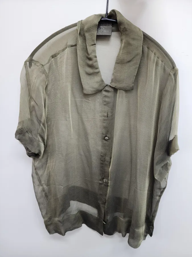 Country Road Olive Green Sheer Shirt - Photo 2 of 2