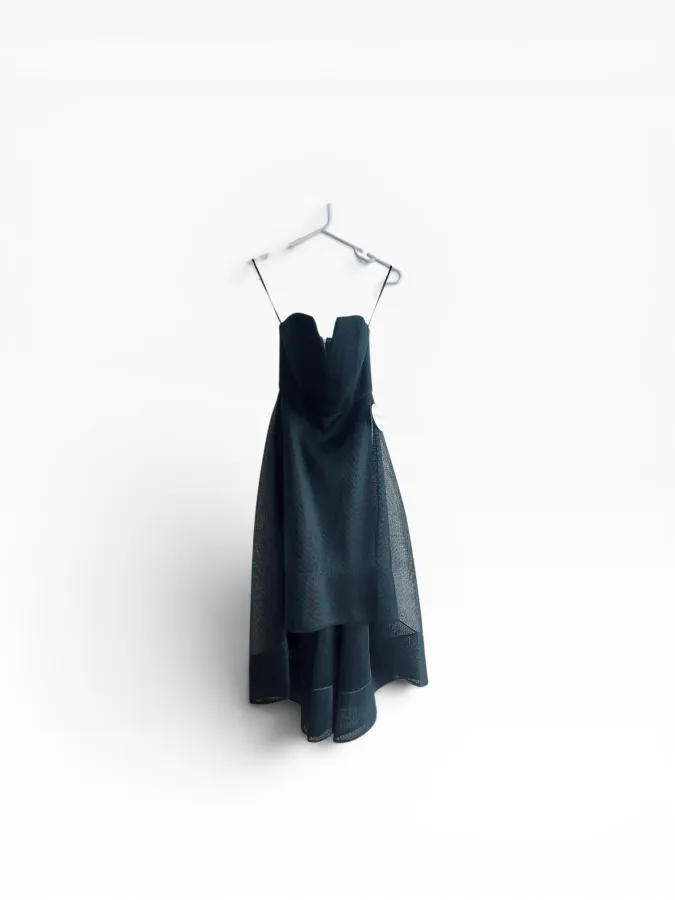Pilgrim Starlet Dress Size 8 – Dark Green Strapless Asymmetrical Formal Midi Dress - Photo 2 of 8