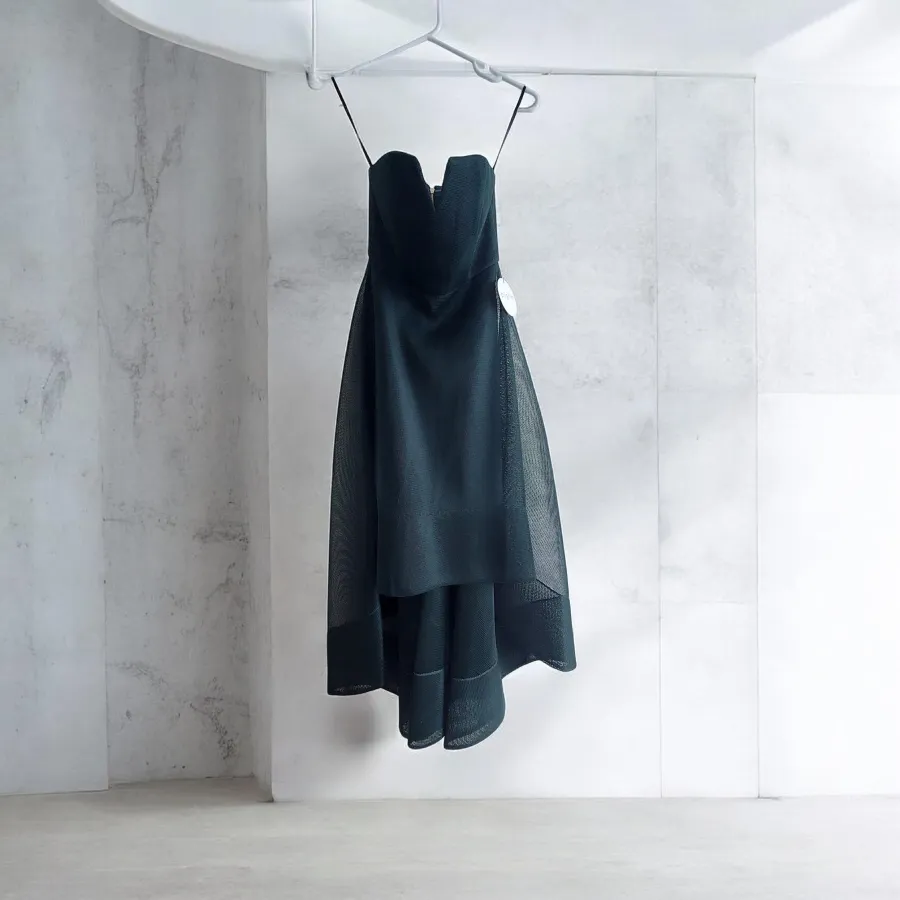 Pilgrim Starlet Dress Size 8 – Dark Green Strapless Asymmetrical Formal Midi Dress - Photo 3 of 8