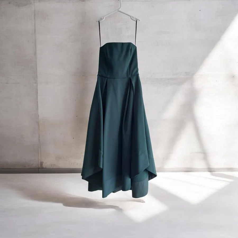 Pilgrim Felly Dress Size 8 – Green Strapless Boned Bodice A-Line Midi Dress - Photo 2 of 9