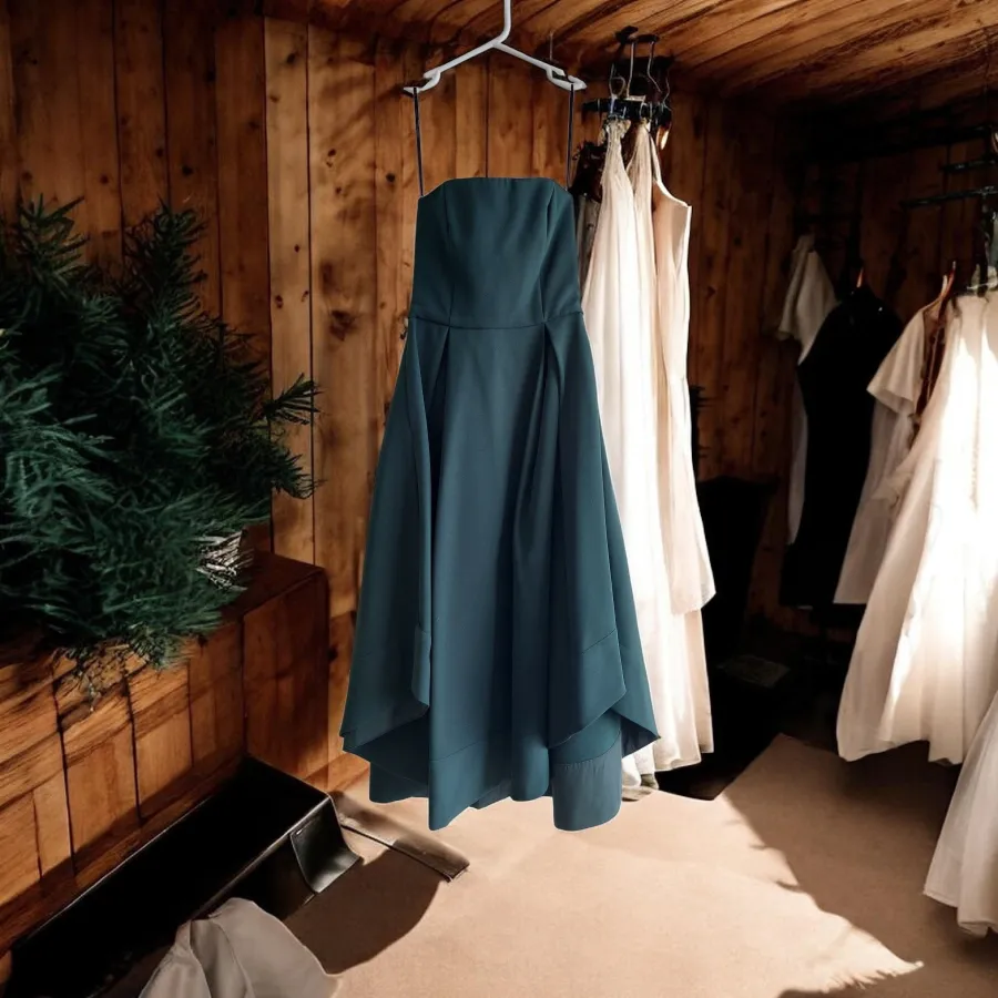 Pilgrim Felly Dress Size 8 – Green Strapless Boned Bodice A-Line Midi Dress - Photo 3 of 9