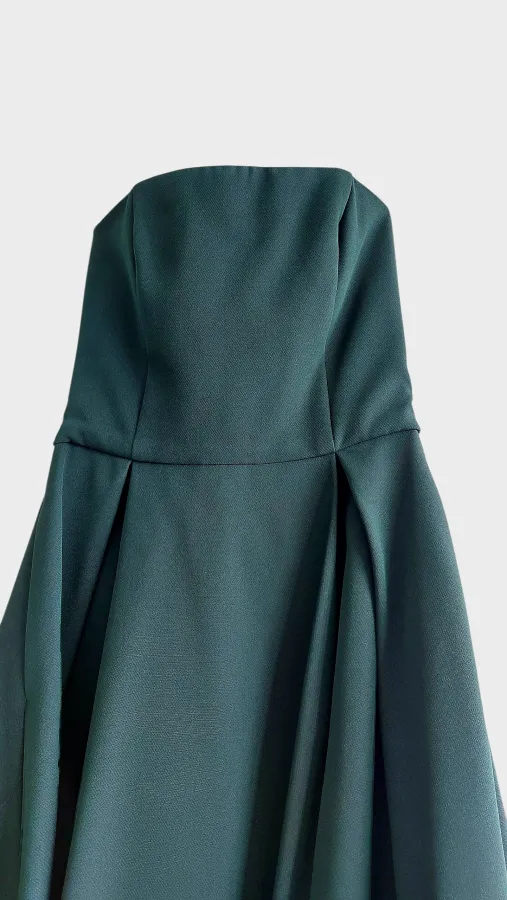 Pilgrim Felly Dress Size 8 – Green Strapless Boned Bodice A-Line Midi Dress - Photo 6 of 9