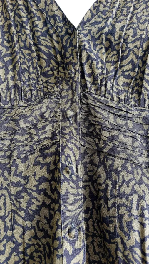 Piper Maxi Dress Size 8 – Dark Green & Black Printed Long Sleeve Button Front Dress BNWT - Photo 7 of 7