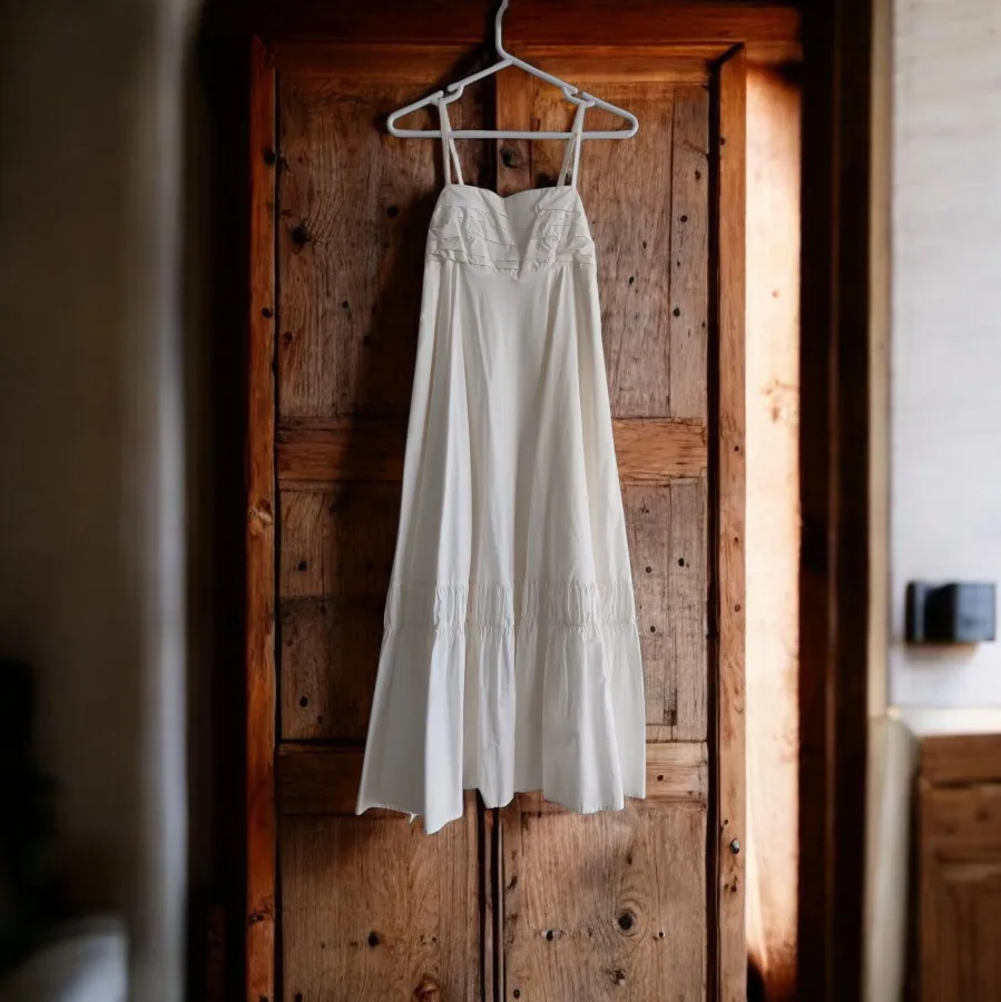 Sheike White Maxi Dress Size 8 – Spaghetti Strap Wrap-Back Tie Bow Cotton Dress - Photo 1 of 6