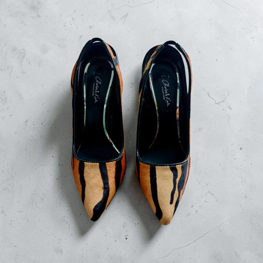 Charles & Keith Tiger Print Pointed Toe Slingback Heels Size 36 (AU 5) Brand New with Box - Photo 4 of 7